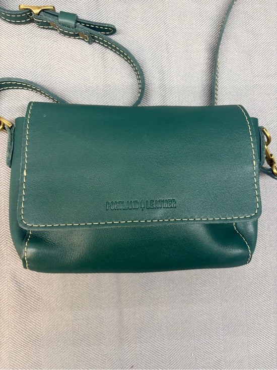 Portland Leather Handbags - Portland leather Metro, mini Crossbody sea glass, green leather magnetic closure